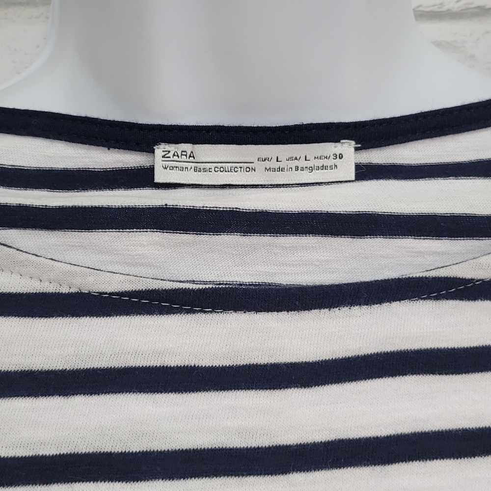 Zara Basic Striped Black White Ruffle Sleeve Top - image 4